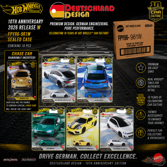 Car Culture 10th Anniversary 2026 - DEUTSCHLAND DESIGN - Release W Set Of 10 Cars - Hot Wheels 1:64 - FPY86-961W