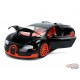 2011 Bugatti Veyron Black with Orange Accents and Orange Interior - Hyper-Spec - Jada 1/24 - 37642