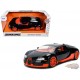 2011 Bugatti Veyron Black with Orange Accents and Orange Interior - Hyper-Spec - Jada 1/24 - 37642
