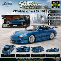 Porsche 911 GT3 RS with Color Blue Brush Finish - Fast & Furious 25 Years - Jada 1/24 - 37819 Passion Diecast