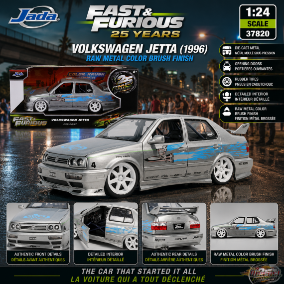 Volkswagen Jetta Raw Metal Color Brush Finish - Fast & Furious 25 Years - Jada 1/24 - 37820 Passion Diecast