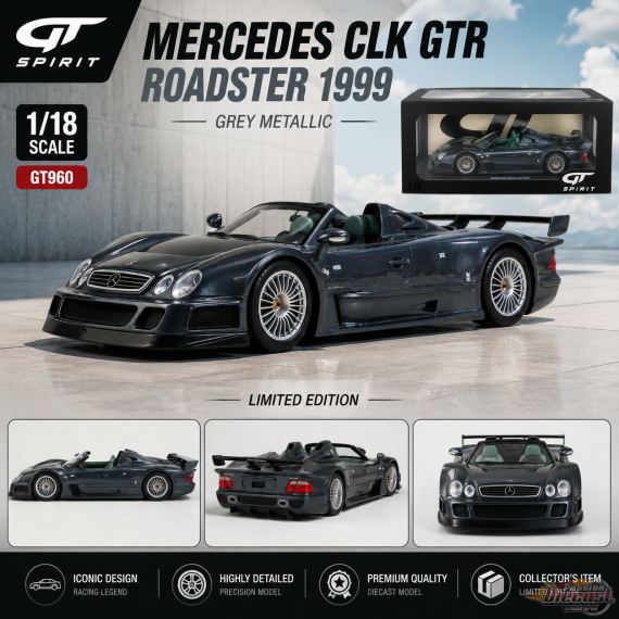 Mercedes CLK GTR Roadster grey metallic 1999 - 1/18 - GT SPIRIT - GT960 Passion Diecast