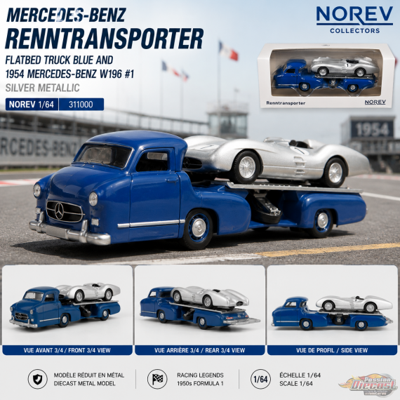 Mercedes Benz Renntransporter + Mercedes Benz W196 1954   Norev 1/64  311000