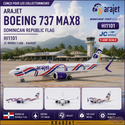 Arajet Boeing 737 MAX8 "Dominican Republic Flag" / HI1101 / JC Wings 1:400 - XX40261