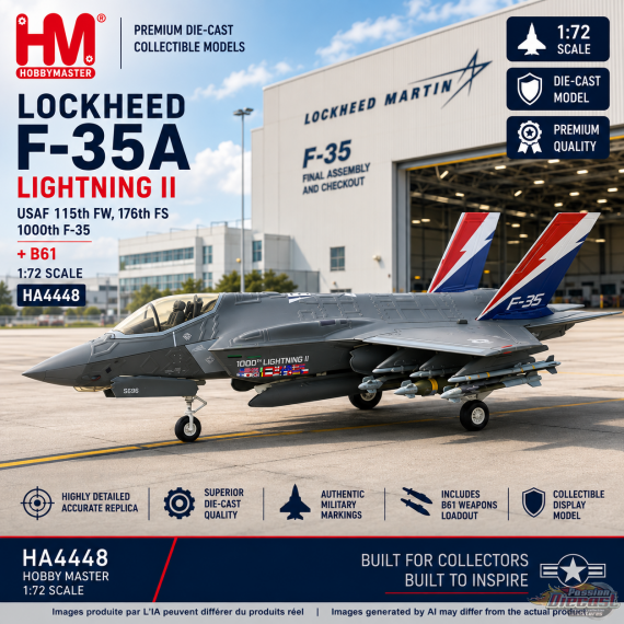 (Preorder)(Free shipping) Lockheed F-35A Lightning II / USAF 115th FW, 176th FS, 1000th F-35, + B61 / HM 1:72 HA4448