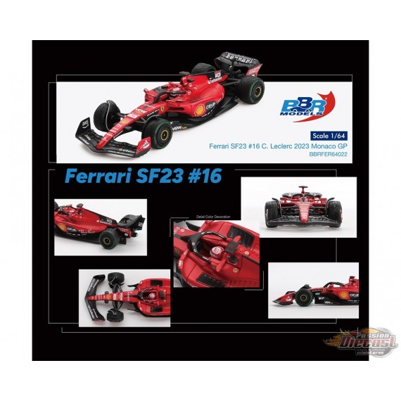 Ferrari F1 SF23 No.16 C. Leclerc 2023 Monaco GP - BBR Models - 1:64 - BBRFER64022