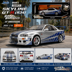 Fast & Furious Brians Nissan Skyline GT-R (R34) - Argent - Jada 1/18 - 37771 Passion Diecast