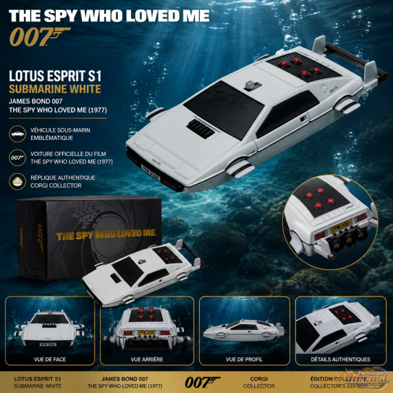 Lotus Esprit S1 Blanc Sous-marin James Bond 007 L'Espion qui m'aimait (1977) film - Corgi - CC04514 Passion Diecast