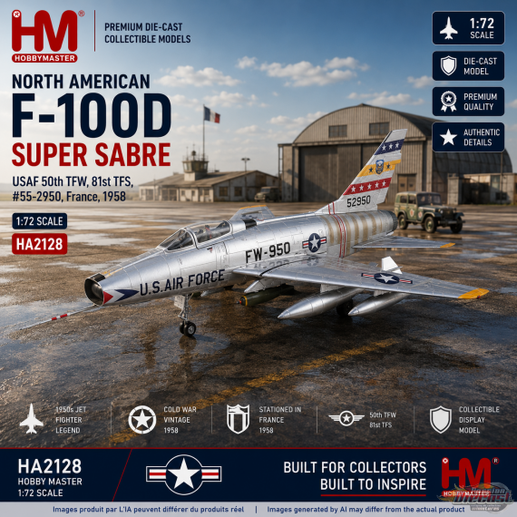  North American F-100D Super Sabre / USAF, NTL Military Museum, Pays-Bas / Hobby Master 1:72 HA2127