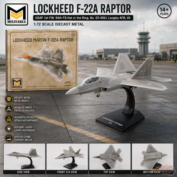 (Web only) Lockheed F-22A Raptor / USAF 1st FW, 94th FS Hat in the Ring, No. 03-4061, Langley AFB, VA / AFV 1:72 24222-05