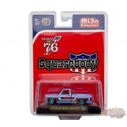 CHASE CAR 1976 Chevrolet Silverado Bonanza-10 SPIRIT OF 76 Squarebody USA - Blue - M2 Machine - 1:64 - 31500-MJS99GR