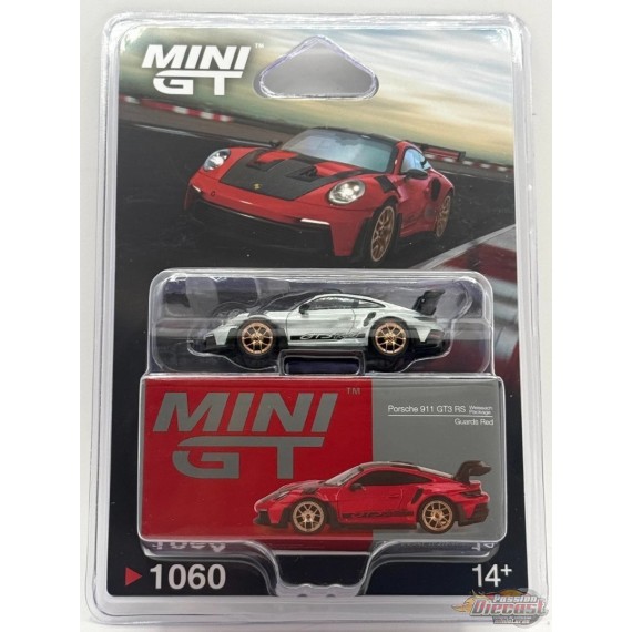 CHASE CAR Porsche 911 (992) GT3 RS Weissach Package Guards Rouge - Mini GT - 1:64 - MGT01060GR Passion Diecast