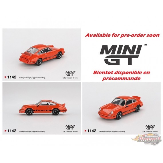 Porsche 911 Carrera RS 2.7 - Tangerine avec livrée noire - Mini GT - 1:64 - MGT01142 Passion Diecast
