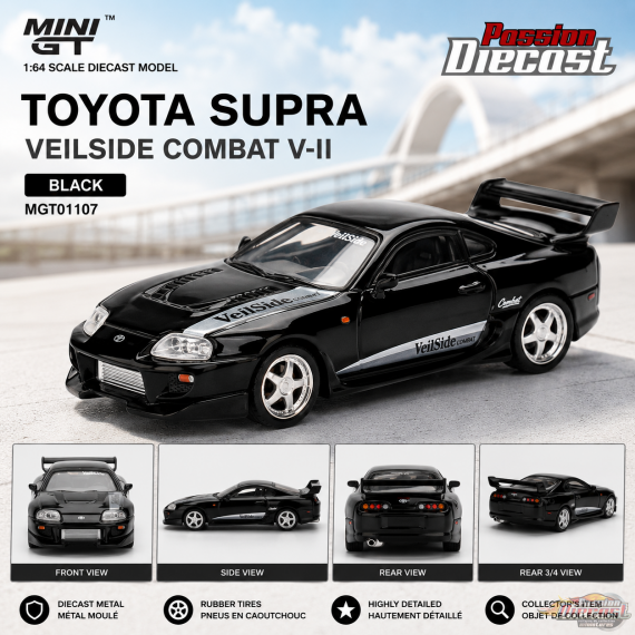 Toyota Supra VeilSide Combat V-II - Noir - Mini GT - 1:64 - MGT01107 Passion Diecast