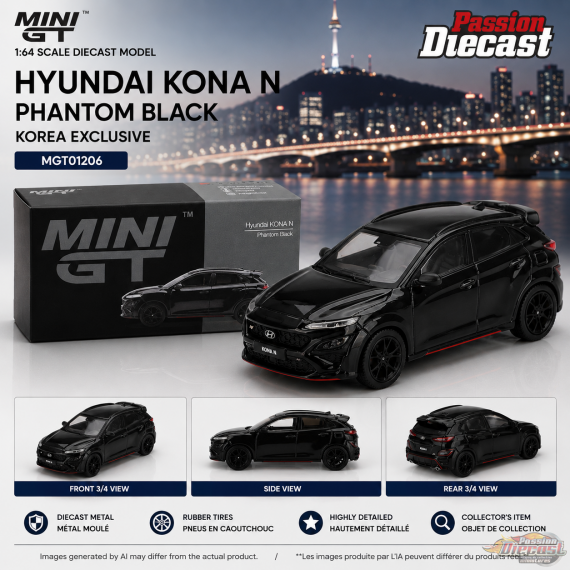 Hyundai Kona N - Noir Fantôme - Exclusivité Corée - Mini GT - 1:64 - MGT01206 Passion Diecast