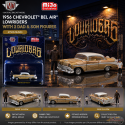(Preorder) 1956 Chevrolet Bel Air Lowriders with 2 Dad & Son Figures - Beige Gold - M2 Machine - 1:64 - 67500-MJS03