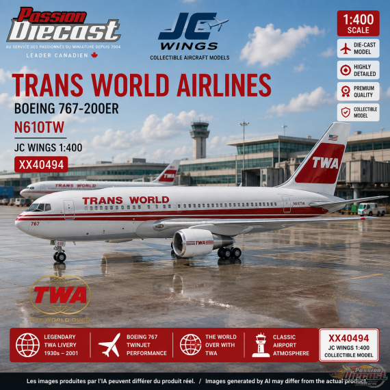 Trans World Airlines - TWA Boeing 767-200ER / N610TW / JC Wings / 1:400 / XX40494