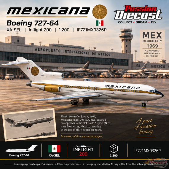 Mexicana Boeing 727-64 / XA-SEL / Inflight 200 / 1:200 / IF721MX0326P