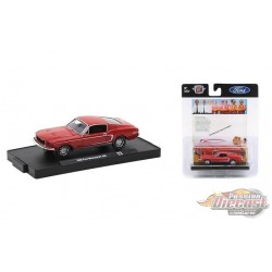 (Web Only) 1968 Ford Mustang GT 390 Candy Apple Red with White Stripes.e - Auto-Drivers R 75 - M2 Machines 1:64 - 11228-75 D