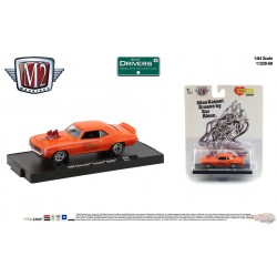 (Web Only) 1969 Chevrolet Camaro SS/RS "Hooker Headers" Hugger Orange / White Stripes - Auto-Drivers R 69 - M2 1:64 - 11228-F