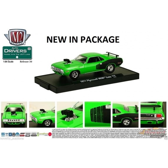 (Web Only) 1971 Plymouth Hemi Cuda  Green  - Auto-Drivers R 30 - M2 1:64 - 11228-30