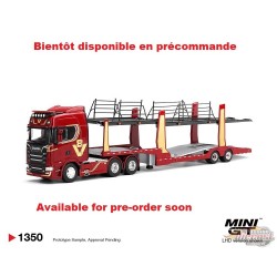 Scania 770S A6x4NA Porte-voitures V8 50e anniversaire - Porte-voitures - Rouge - Mini GT - 1:64 - MGT01350 Passion Diecast
