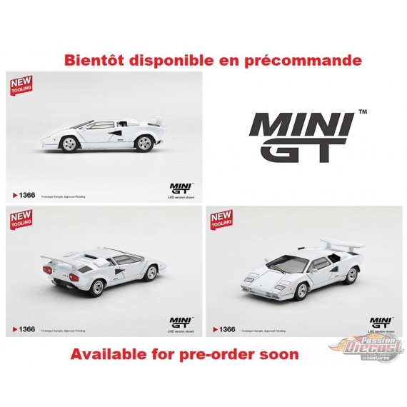 Lamborghini Countach LP500S Blanche - Mini GT - 1:64 - MGT01366 Passion Diecast