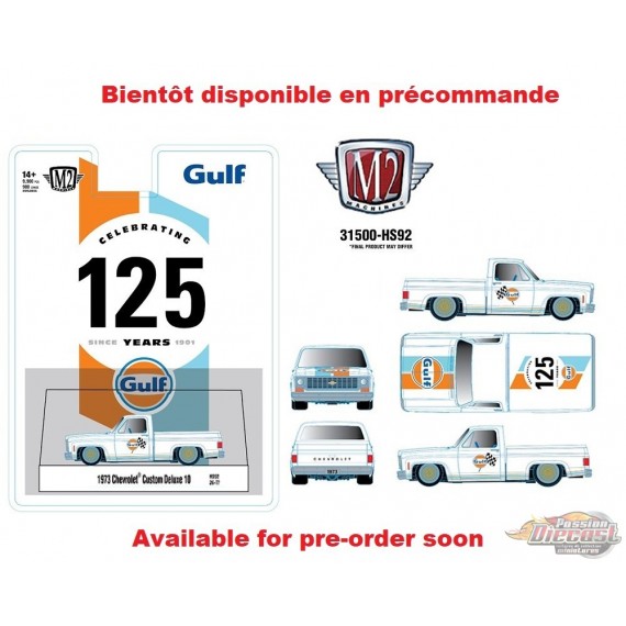 1973 Chevrolet Custom Deluxe 10 GULF - Blanc - Hobby Exclusive - M2 Machine - 1:64 - 31500-HS92 Passion Diecast