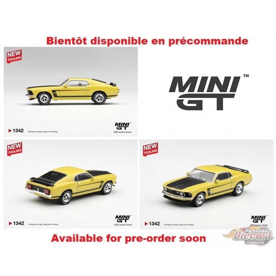 Ford Mustang Boss 302 1969 - Jaune vif - Mini GT - 1:64 - MGT01342 Passion Diecast