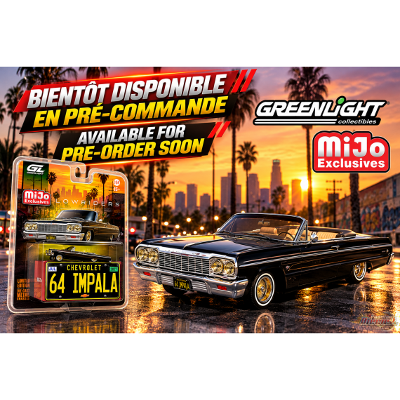 Chevrolet Impala SS cabriolet Lowriders 1964 avec mini plaque en métal - Noire - 1/64 Greenlight - 51757 B