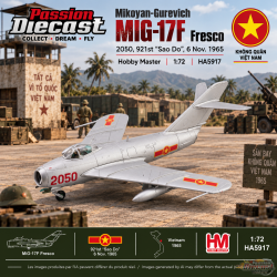 (Preorder)(Free shipping) Mikoyan-Gurevich MIG-17F Fresco 2050, 921st "Sao Do", 6 Nov. 1965 / HM 1:72 HA5917