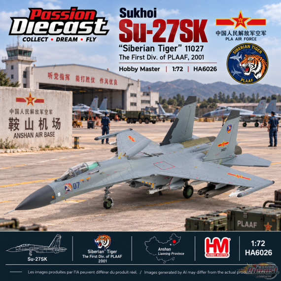 Sukhoi Su-27SK "Siberian Tiger" 11027, The First Div. of PLAAF, 2001 / HM 1:72  HA6026