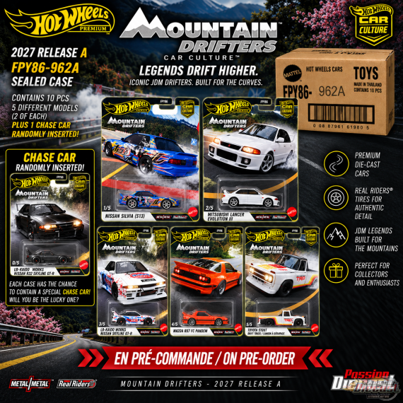 Car Culture 2027 - Mountain Drifters - Release A Set Of 10 Cars - Hot Wheels 1:64 - FPY86-962A Passion DIecast