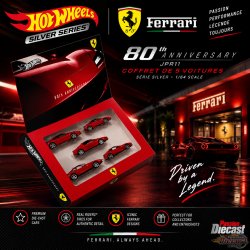 Coffret de 5 voitures Hot Wheels 1/64 Ferrari 80e anniversaire (Série Silver) - JPR11 Passion Diecast  