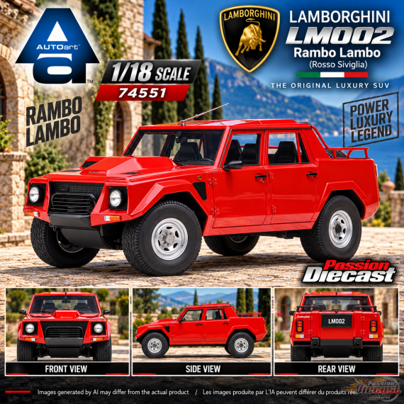 Lamborghini LM002 (Rosso Siviglia) - Autoart 1/18 - 74551 - Passion Diecast 