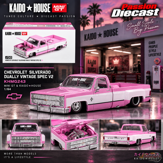 Chevrolet Silverado Dually Vintage Spec V2 - Mini GT & Kaido★House 1/64 - KHMG243 Passion Diecast