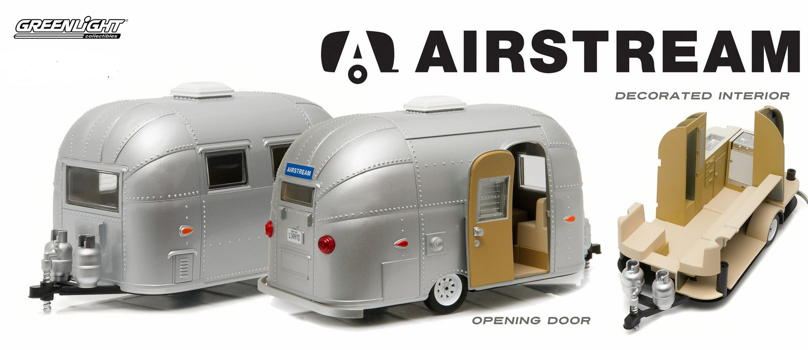 Trailers - Airstream 16ft Bambi Sport - Silver  Greenlight 1/24 18224 Passion Diecast 