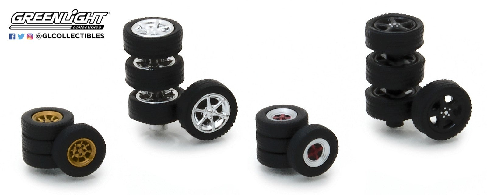 1:64 Tokyo Torque Wheel & Tire Pack - 16 Wheels, 16 Tires, 4 Axles (Hobby Exclusive) Passion Diecast GL-13163 