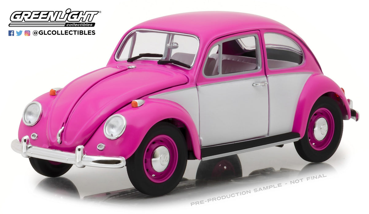 1967 Volkswagen Beetle Right-Hand Drive - Pink & White 1/18 Greenlight  GL-13512 Passion Diecast