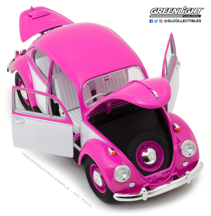 1967 Volkswagen Beetle Right-Hand Drive - Pink & White 1/18 Greenlight  GL-13512 Passion Diecast