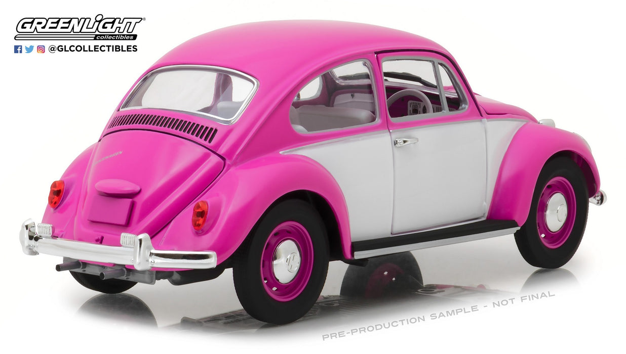 1967 Volkswagen Beetle Right-Hand Drive - Pink & White 1/18 Greenlight  GL-13512 Passion Diecast