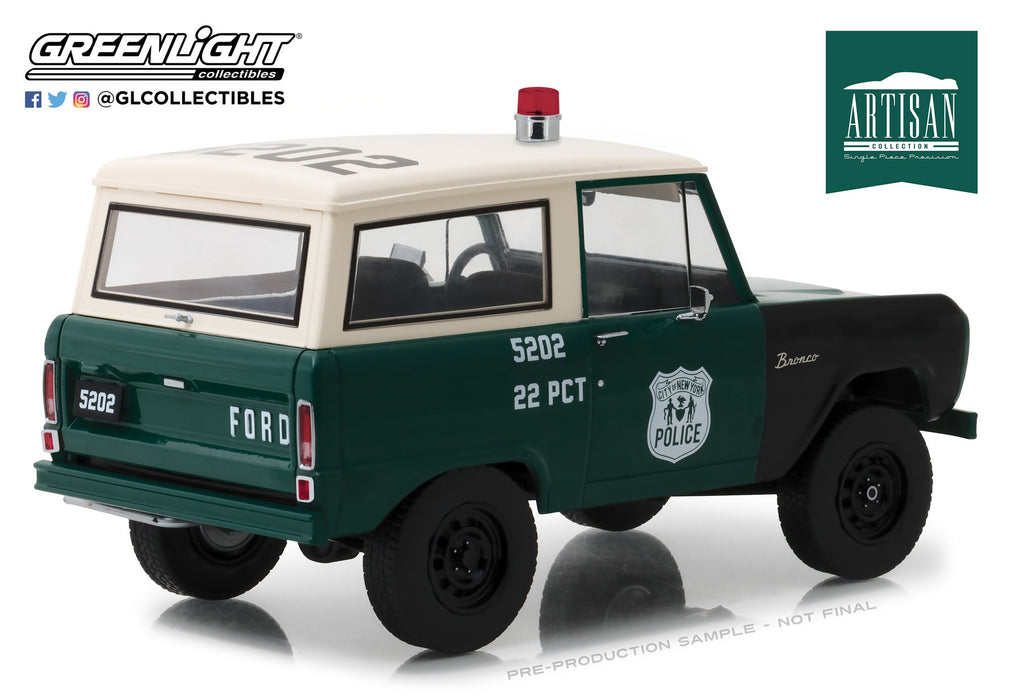 1/18 1966 Ford  Bronco NYPD Greenlight 19036 Passion Diecast