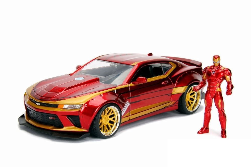  2016 Chevy Camaro SS with Iron Man Figure, Avengers -1/24  Jada 99724 Passion Diecast