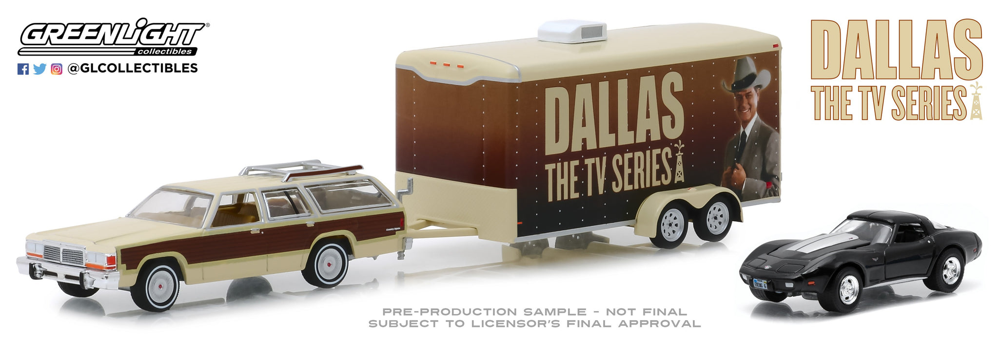 Ford LTD Country Squire 1979 & Chevrolet Corvette C3 1978   Dallas  Greenlight 31070C 1-64 Passion Diecast