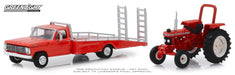 1969 Ford F-350 Ramp Truck with Unrestored 1985 Ford 5610 Tractor H.D. Trucks Series 16  1/64 Greenlight 33160 A 