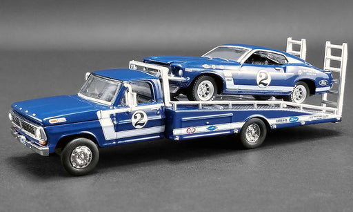 DAN GURNEY - FORD F-350 RAMP TRUCK WITH no2 1969 TRANS AM MUSTANG  - Acme Exclusive 51268  Passion Diecast 