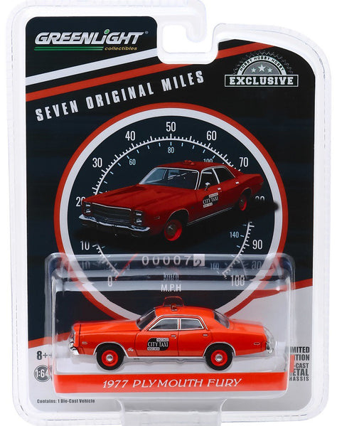 1977 Plymouth Fury Binghamton, New York Taxi - Seven Original Miles on Odometer - 1/64 Greenlight 30057  Passion Diecast 