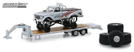 USA-1 - 1970 Chevrolet K-10 Monster Truck on Gooseneck Trailer and tires   (Hobby Exclusive) 1/64 Greenlight 30101   Passion Die