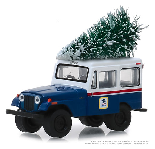 1972 Jeep DJ-5 with Christmas Tree Accessory United States Postal Service (USPS)  (Hobby Exclusive) 1/64 Greenlight 30118