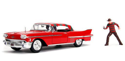 1958 Cadillac Series 62 with Freddy Krueger Figure - A Nightmare On Elm Street  -  Jada 1/24 -31102  -  Passion Diecast